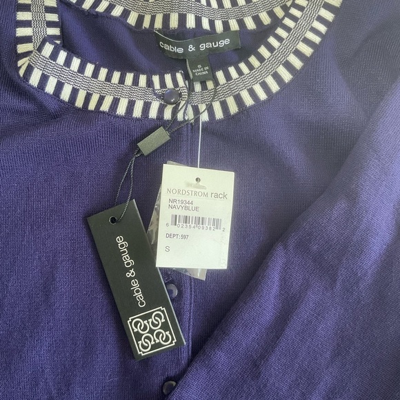 New With Tags Cable and Gauge Cardigan Sweater Size Small Button Front Blue - Picture 10 of 12